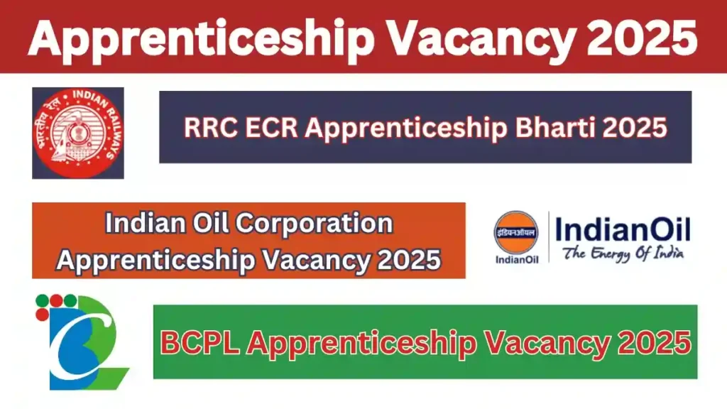 RRC ECR Apprenticeship, Indian Oil Corporation Apprenticeship, BCPL Apprenticeship